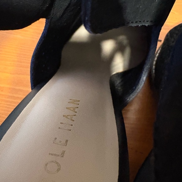 Cole Haan pippa Black Ankle Bootie Heels open back with stacked heel size 7 - Picture 8 of 9